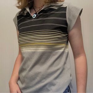 Vintage 70s Striped Illusion Collared Blouse